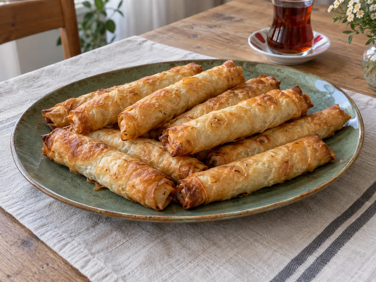 Altın renkli sigara börekleri